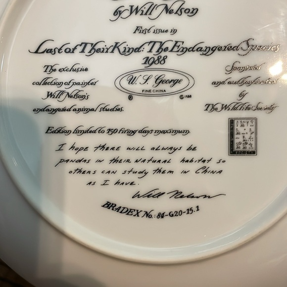 The Panda Will Nelson Vintage Last of Their Kind: The Endangered Species Plate - Picture 7 of 16